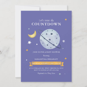 Sterrren en Maan Buitenruimte Baby Shower Uitnodig