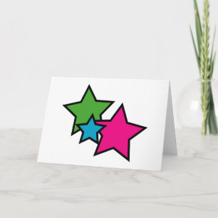 Sterrren Neon Roze Blauw Groen Mooi Kaart