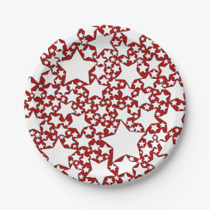 Sterrren, Sterren, Sterren in Rood en Wit Papieren Bordje