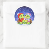 Sterse Winter Nacht Ronde Sticker (Tas)