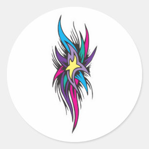 Sterstaarten Tattoo Ontwerp Ronde Sticker