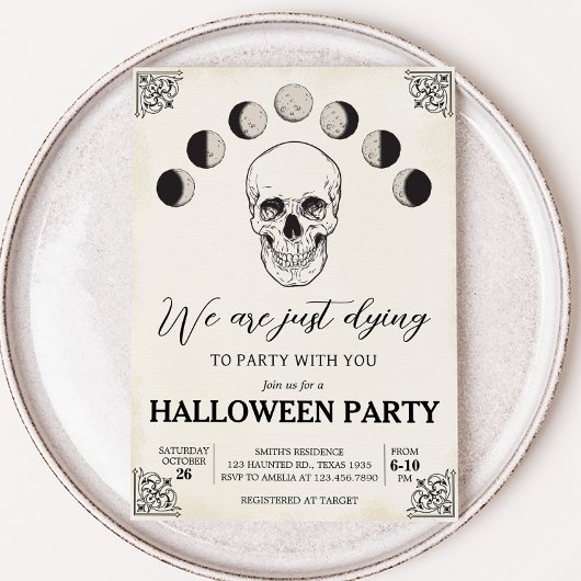 Sterven aan Party Skull Halloween Party Kaart