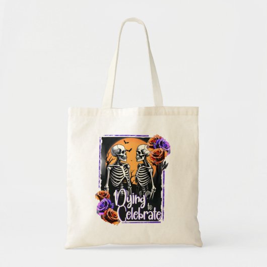 Sterven om te vieren, Skeleton Gothic Halloween Tote Bag (Voorkant)
