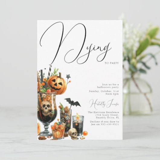 Sterven op een feestje voor volwassen Halloween Kaart (Staand voorkant)