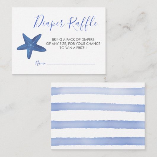 Stervis | Ocean Baby shower Luier Raffle Informatiekaartje (Voorkant / Achterkant)
