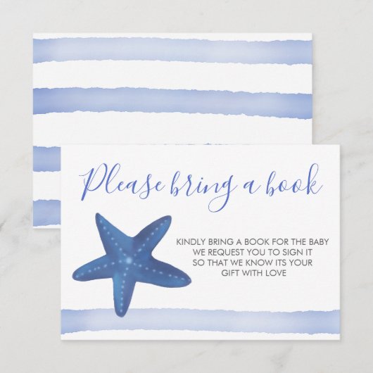 Stervis | Ocean Baby shower Neem een boek mee Kaart (Voorkant / Achterkant)