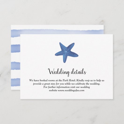 Stervis | Ocean bruiloft details Kaart (Voorkant / Achterkant)