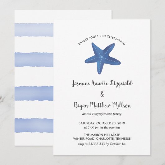 Stervis | Ocean Engagement Party Kaart (Voorkant / Achterkant)