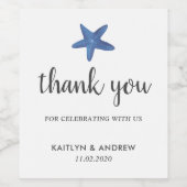 Stervis | Ocean Wedding Dank u Wijn Etiket (Enkel label)