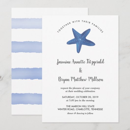 Stervis | Ocean Wedding Kaart (Voorkant / Achterkant)