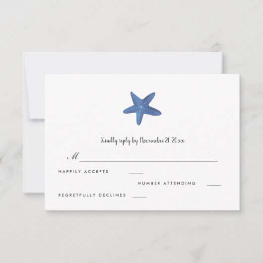 Stervis | Ocean Wedding RSVP Kaartje (Voorkant)