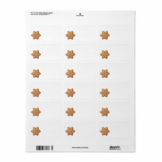 Stervorm Kerstmis Gingerbread Etiket (Full Sheet)