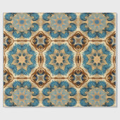 Stervormen Art Deco, Blauw en Bruin Cadeaupapier (Vlak)