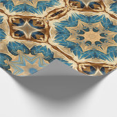 Stervormen Art Deco, Blauw en Bruin Cadeaupapier (Hoek)