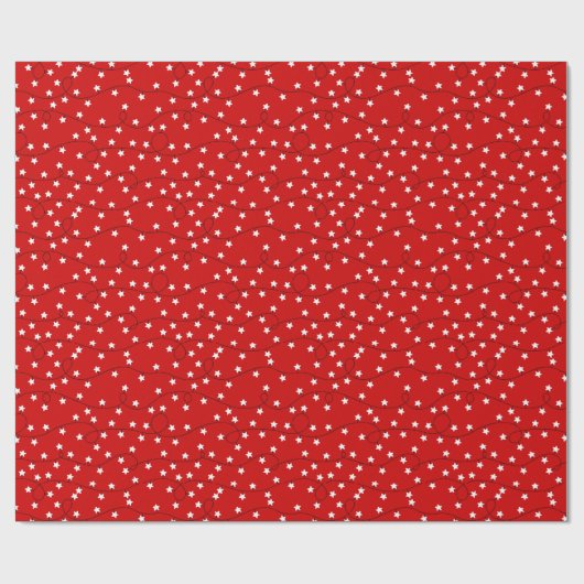 Stervormig Kerstverlichtingspatroon Rode Kerstmis Cadeaupapier (Vlak)