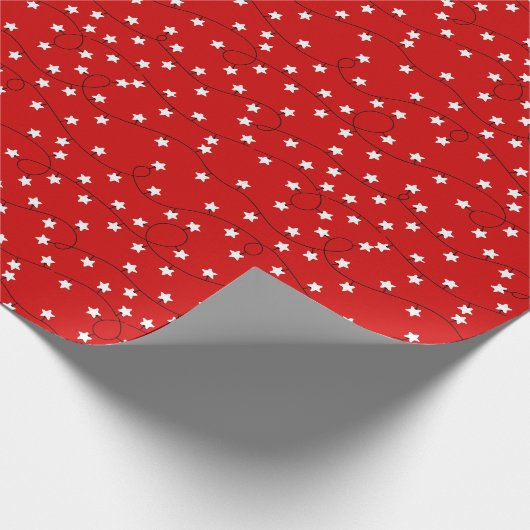 Stervormig Kerstverlichtingspatroon Rode Kerstmis Cadeaupapier (Hoek)