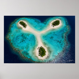 Stervormig rifcluster met haaien satellietvisie poster