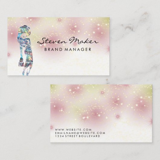 Stervormig stof achtergrond | Mode Model Logo Visitekaartje (Voorkant / Achterkant)