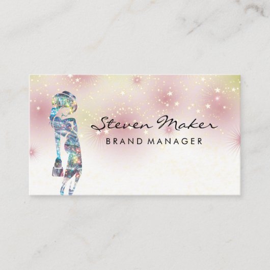 Stervormig stof achtergrond | Mode Model Logo Visitekaartje (Voorkant)