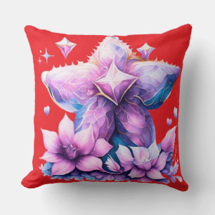 Stervormige bloem met roze en paarse bloemen kussen