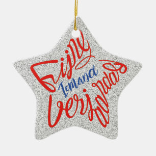 Stervormige 'Fijne verjaardag' Keramisch Ornament