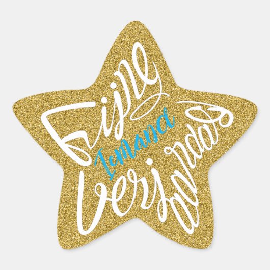 Stervormige 'Fijne verjaardag' Ster Sticker (Voorkant)