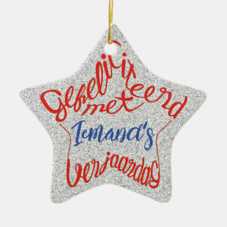 Stervormige 'Gefeliciteerd met verjaardag' Keramisch Ornament