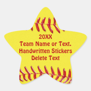 Stervormige Softball Stickers Jouw tekst of Blank