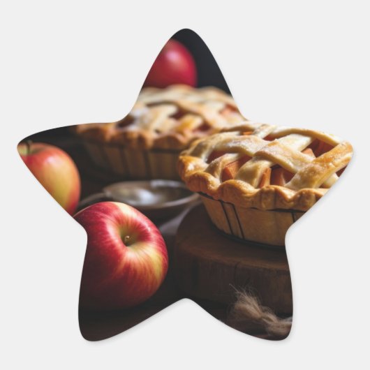 Stervormige Sticker met appels & appeltaarten (Voorkant)