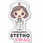 Stetho Swag Kawaii Stijl Verpleegster Waterdicht Sticker (Voorkant)