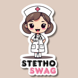 Stetho Swag Kawaii Stijl Verpleegster Waterdicht Sticker