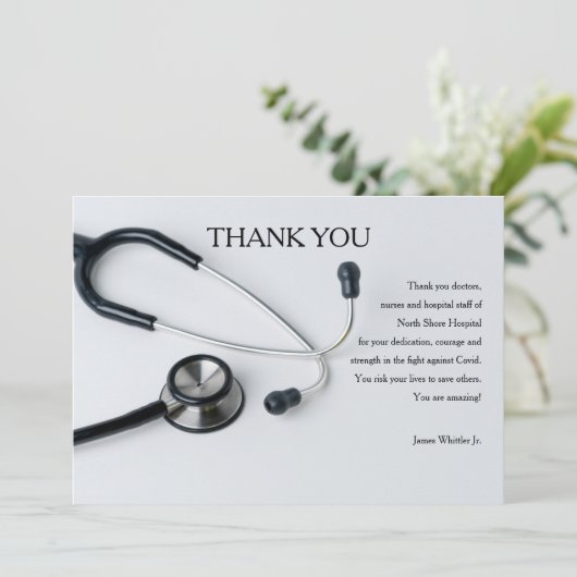 Stethoscoop bedankt kaart (Staand voorkant)