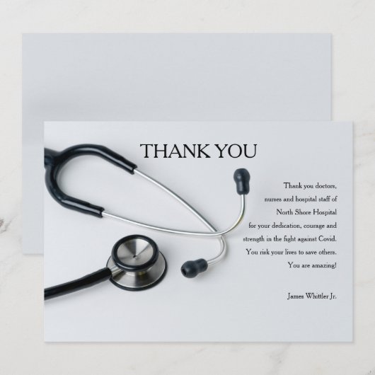 Stethoscoop bedankt kaart (Voorkant / Achterkant)