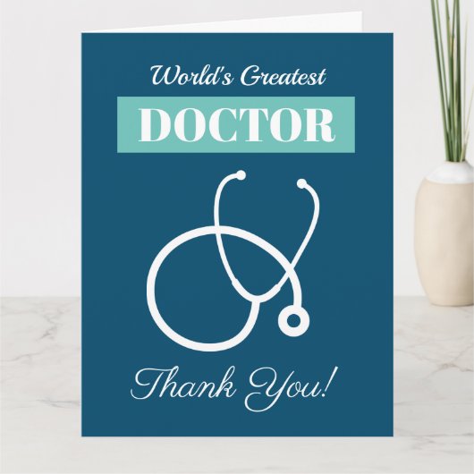 Stethoscoop bedankt uw kaart voor uw arts MD (Voorkant)