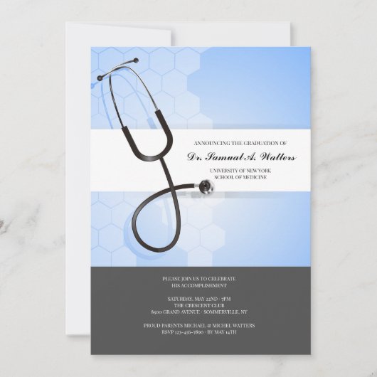 Stethoscoop Blauw Zwart Kaart (Voorkant)