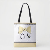 Stethoscoop Boog Geel & Wit Boodschappentas Tote Bag (Voorkant)
