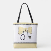 Stethoscoop Boog Geel & Wit Boodschappentas Tote Bag (Achterkant)