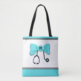 Stethoscoop Boog Teal & Wit Tote Bag