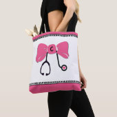 Stethoscoop Bow Roze & Wit Tote Bag (Dichtbij)