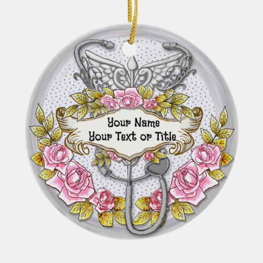 Stethoscoop caduceus verpleegkundige keramisch ornament (Voorkant)