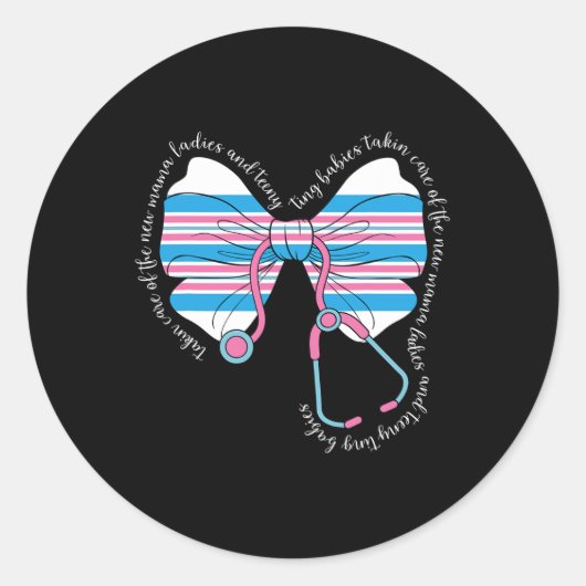 Stethoscoop Coquette Bow Ba2 Ronde Sticker (Voorkant)