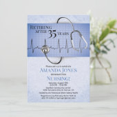 Stethoscoop ECG Verpleegkundige Pensioen Party Uit Kaart (Staand voorkant)