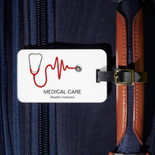 Stethoscoop ECG Wave EKG Hartslag Line Medisch Bagagelabel
