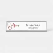 Stethoscoop ECG Wave EKG Hartslag Line Medisch Bureau Naambordje (Voorkant)
