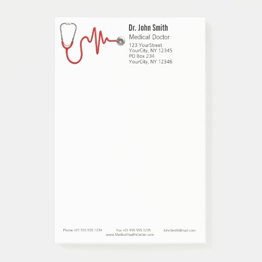 Stethoscoop ECG Wave EKG Medische Hartslaglijn Post-it® Notes (Voorkant)