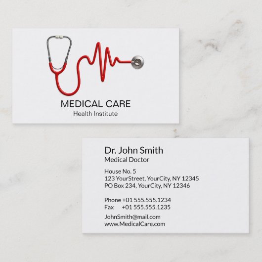 Stethoscoop ECG Wave Medical EKG Hartslaglijn Visitekaartje (Voorkant / Achterkant)
