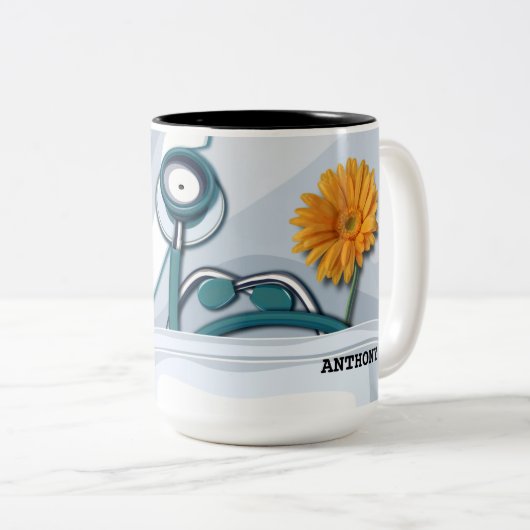 Stethoscoop en Daisy Nurse Appreciation Gift Mok (Voorkant rechts)