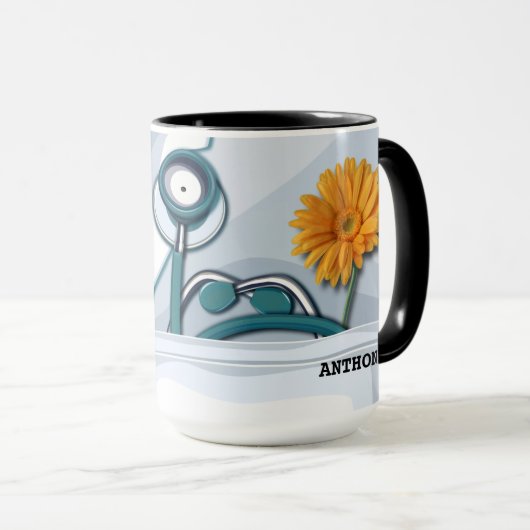 Stethoscoop en Daisy Nurse Appreciation Gift Mok (Voorkant rechts)