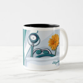 Stethoscoop en Daisy Nurse Appreciation Gift Tweekleurige Koffiemok