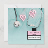 Stethoscoop en eenzame gelukkige verplegers Week Feestdagenkaart (Voorkant)